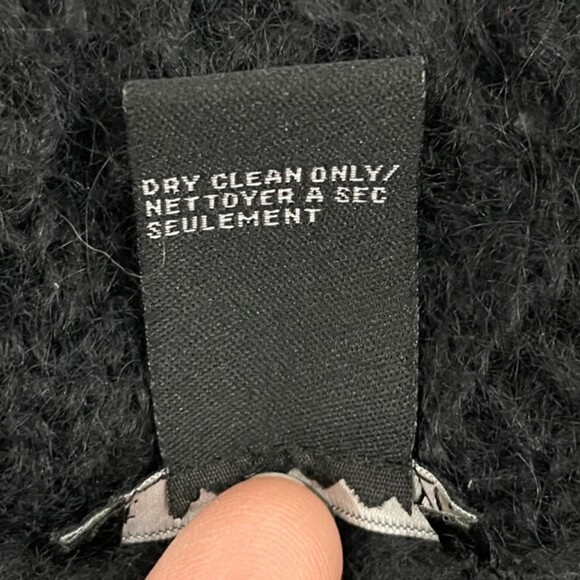 Theory Black Mohair Wool Blend Long Sleeve Open Knit Cowl Neck Tunic Sweater M - Picture 4 of 4